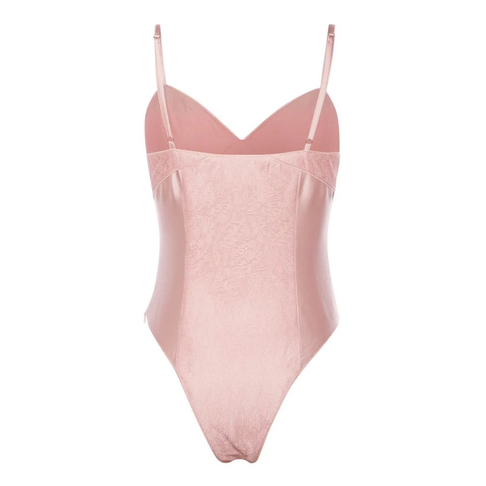 NWT Lani the Label Victoria Blush Pink Satin Lace Bodysuit Sz L Summer Party 90s - Picture 6 of 15